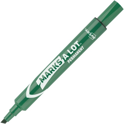 MARKS A LOT LARGE DESK-STYLE PERMANENT MARKER, BROAD CHISEL TIP, GREEN, DOZEN, (8885)