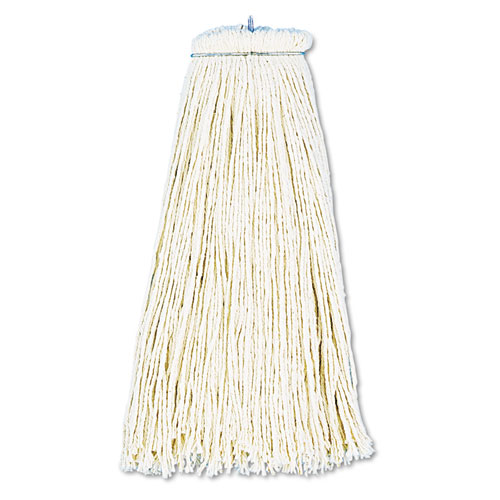 Cut-End Lie-Flat Wet Mop Head, Cotton, 16oz, White, 12/carton