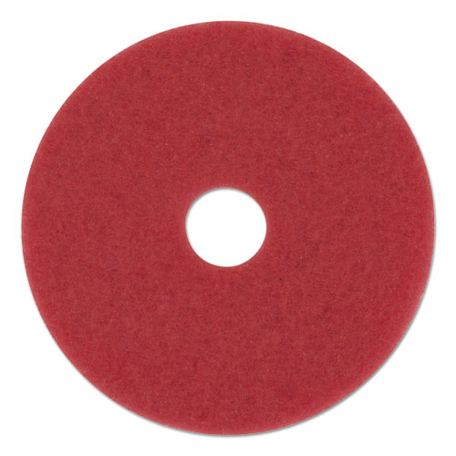 BUFFING FLOOR PADS, 12" DIAMETER, RED, 5/CARTON