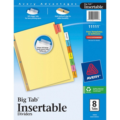 DIVIDERS,INSERT,8-TAB,MULTI