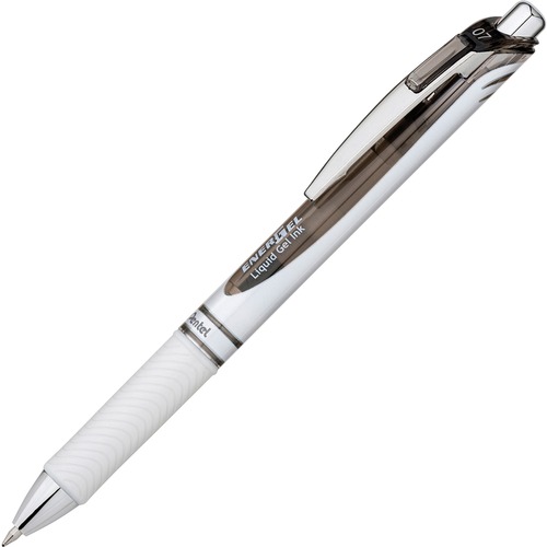 ENERGEL RTX RETRACTABLE GEL PEN, 0.7 MM, BLACK INK, WHITE/BLACK BARREL