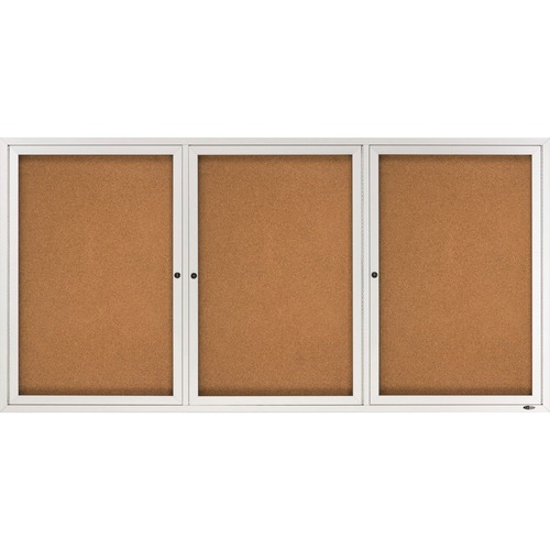 Enclosed Bulletin Board, Natural Cork/fiberboard, 72 X 36, Silver Aluminum Frame