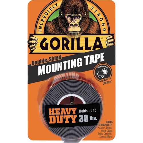The Gorilla Glue Company  Mounting Tape, Double-Sided, 2-1/2"Wx1"Lx2-1/2"H, Black