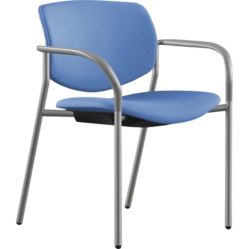 9to5 Seating  Stack Chair,w/Arms,25-1/2"x25"x33",Blue Fabric/SR Frame