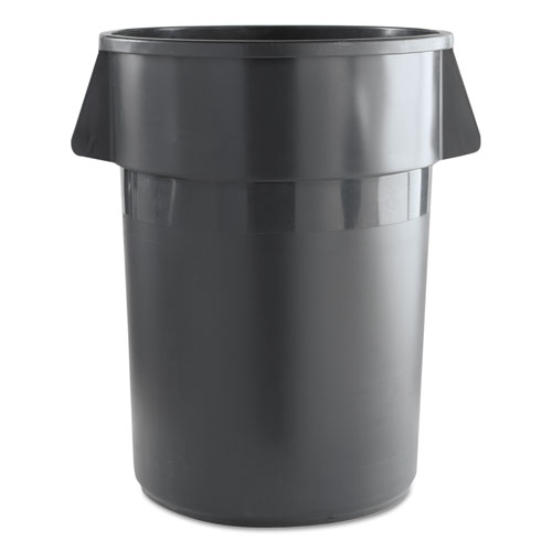 Round Waste Receptacle, Plastic, 44 Gal, Gray