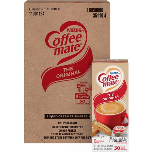 LIQUID COFFEE CREAMER, ORIGINAL, 0.38 OZ MINI CUPS, 50/BOX, 4 BOXES/CARTON, 200 TOTAL/CARTON