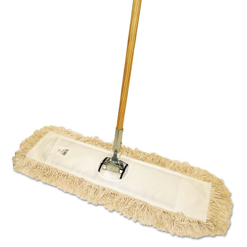 Cut-End Dust Mop Kit, 36 X 5, 60" Wood Handle, Natural