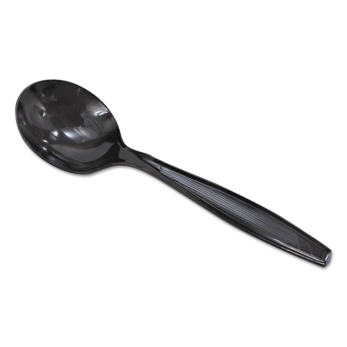 PLASTIC CUTLERY, HEAVYWEIGHT SOUP SPOONS, 5 3/4", BLACK, 1,000/CARTON