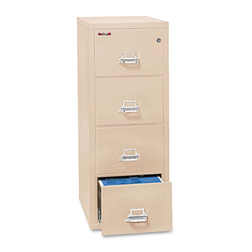 FOUR-DRAWER VERTICAL FILE, 20.81W X 25D X 52.75H, UL 350 DEGREE FOR FIRE, LEGAL, PARCHMENT