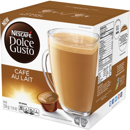 Nestle USA  Coffee, Cafe Au Lait, Dolce Gusto, Single-Serve, 16/BX, NA