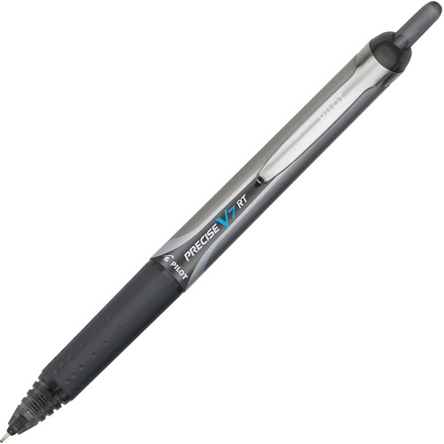 PRECISE V7RT RETRACTABLE ROLLER BALL PEN, FINE 0.7MM, BLACK INK, BLACK BARREL