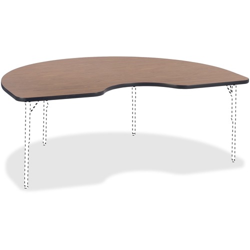 Lorell  Tabletop, Kidney Shape, Laminate, 48" x 72", Medium Oak