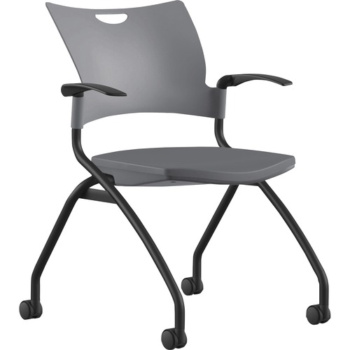 9to5 Seating  Nesting Chair,w/Arms&Casters,25"x26"x33",GY Plastic/BK Frame