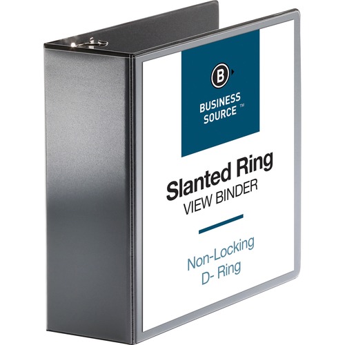 Business Source  D-Ring View Binder, 4" Capacity, 11x8-1/2", Black