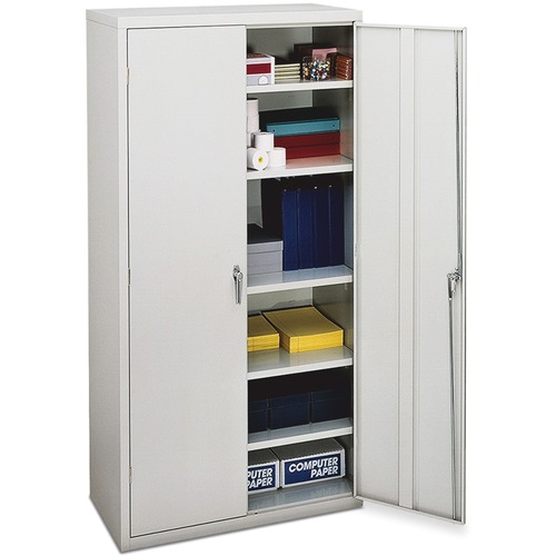 ASSEMBLED STORAGE CABINET, 36W X 18 1/8D X 71 3/4H, LIGHT GRAY