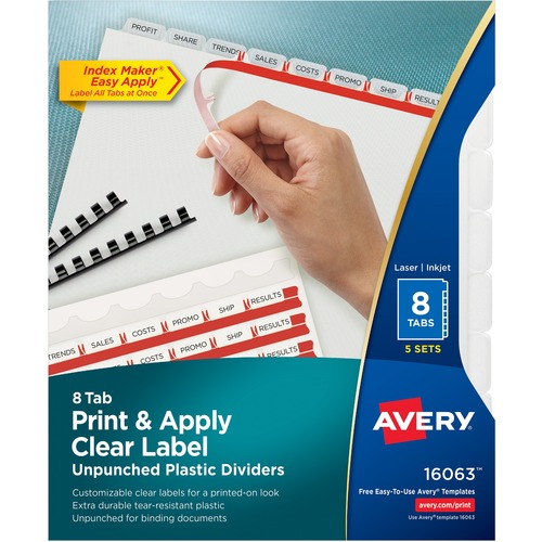 DIVIDERS,UNPNCHD,8TAB,CLEAR