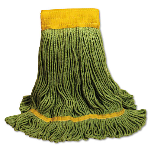 Ecomop Looped-End Mop Head, Recycled Fibers, Extra Large Size, Green