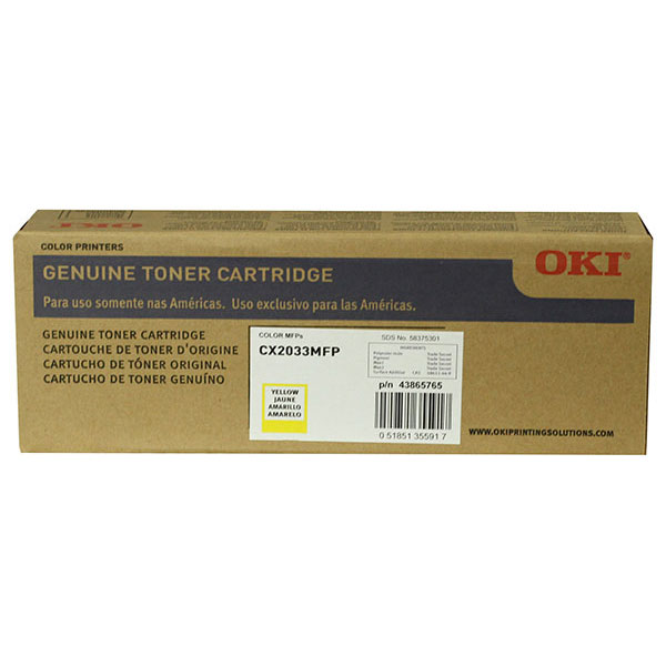 Okidata 43865765 Yellow OEM Toner Cartridge