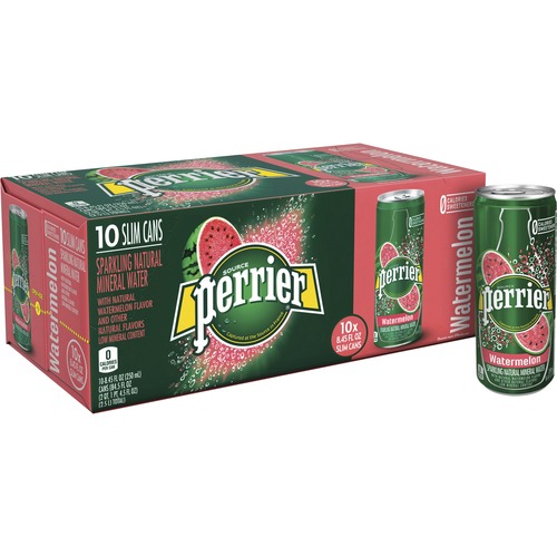 Nestle Waters North America  Perrier Mineral Water, Watermelon, 8.45 oz Slim Can, 30/CT