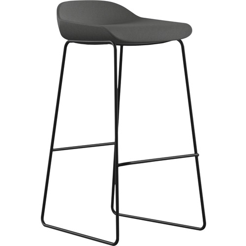 9to5 Seating  Bar Stool, Sled Base, 16"x16"x33", Gray Fabric/Silver Frame