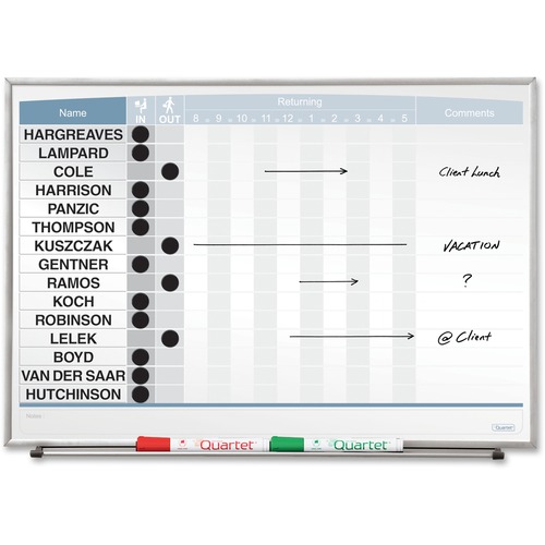 Horizontal Matrix Employee Tracking Board, 23 X 16, Aluminum Frame