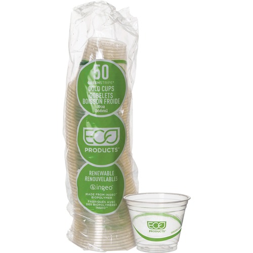 GREENSTRIPE RENEWABLE AND COMPOSTABLE COLD CUPS CONVENIENCE PACK- 9 OZ, 50/PACK