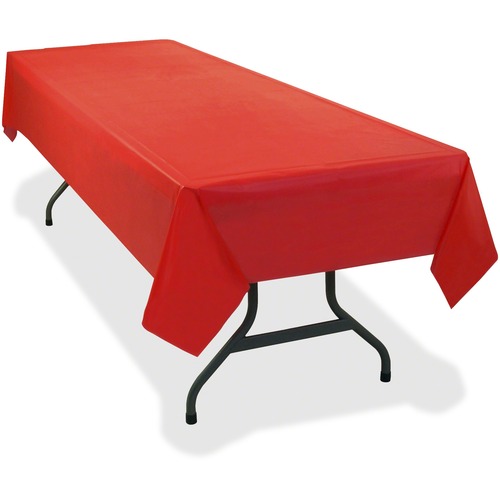 Table Set Rectangular Table Cover, Heavyweight Plastic, 54 X 108, Red, 6/pack