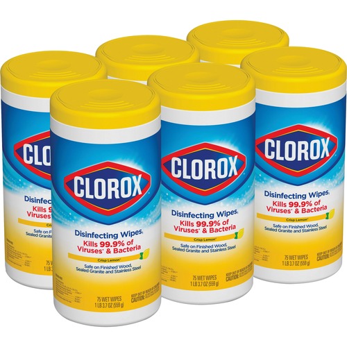 DISINFECTING WIPES, 7 X 7 3/4, CRISP LEMON, 75/CANISTER, 6 CANISTERS/CARTON