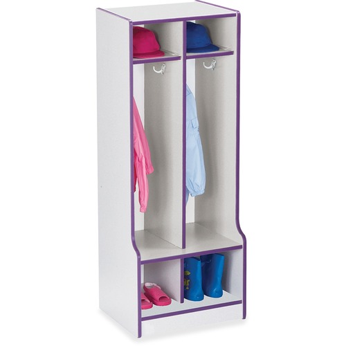 Jonti-Craft, Inc.  Coat Locker, w/Step, 2 Section, 50.5"x20"x17.5", Purple