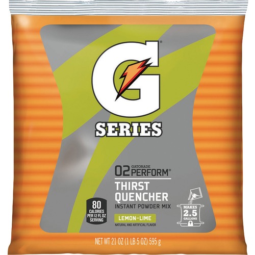Quaker Foods  Gatorade Mix Pouches,Makes 2-1/2 Gal, 21 oz., Lemon Lime
