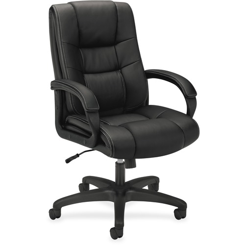 HVL131 EXECUTIVE HIGH-BACK CHAIR, SUPPORTS UP TO 250 LBS., BLACK SEAT/BLACK BACK, BLACK BASE