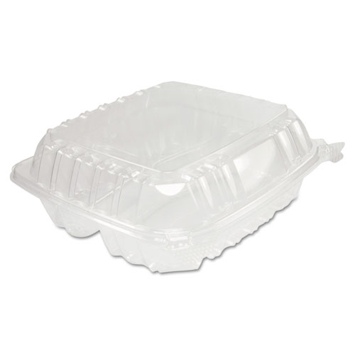 Clearseal Hinged-Lid Plastic Containers, 8 1/4 X 3 X 8 1/4, Clear 125/pk 2 Pk/ct