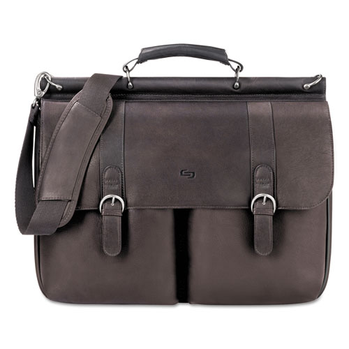 Executive Leather Briefcase, 16", 16 1/2" X 5" X 13", Espresso