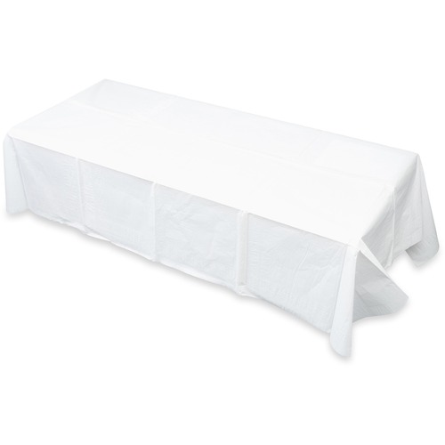 Paper Table Cover, Embossed, W/plastic Liner, 54" X 108", White, 20/carton