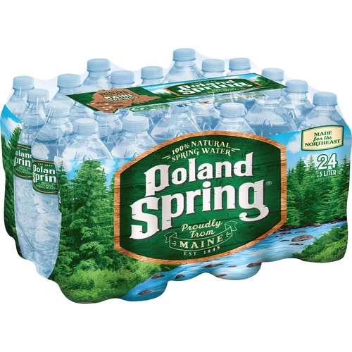 Nestle Waters North America  Spring Water, Bottled, Poland Springs, 0.5 Liter, 24/CT