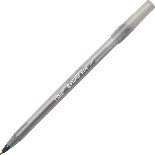 ROUND STIC XTRA LIFE STICK BALLPOINT PEN, 1 MM, BLACK INK, SMOKE BARREL, DOZEN