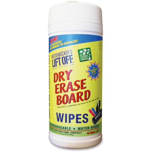 Motsenbocker Advanced  Dry Erase Board Cleaner Wipes, 7"x12", White