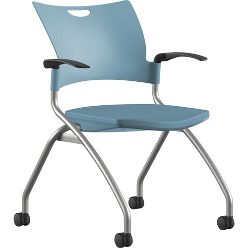 9to5 Seating  Nesting Chair,w/Arms&Casters,25"x26"x33",BE Plastic/SR Frame