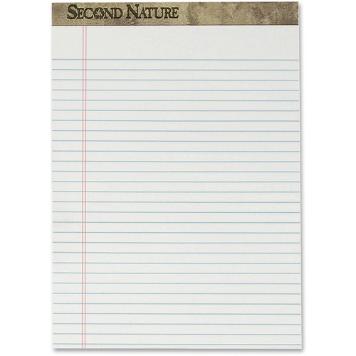 SECOND NATURE RECYCLED PADS, WIDE/LEGAL RULE, 8.5 X 11.75, WHITE, 50 SHEETS, DOZEN