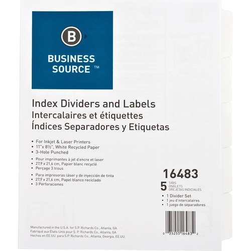 DIVIDERS,INDEX,PUNCHED,5TAB