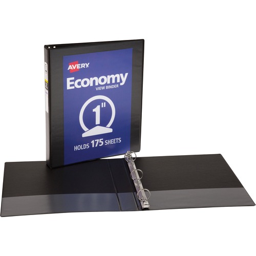 ECONOMY VIEW BINDER WITH ROUND RINGS , 3 RINGS, 1" CAPACITY, 11 X 8.5, BLACK, (5710)