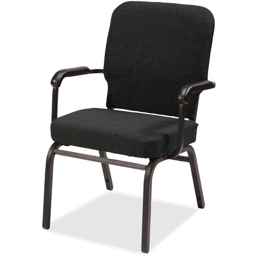 Lorell  Stack Chair w/Arm, 500lb Cap, 25-1/2"x25"x35-1/2",2/CT, BK