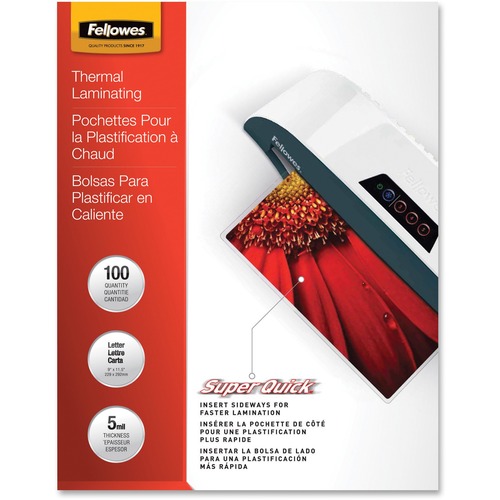 LAMINATING POUCHES, 5 MIL, 9" X 11", GLOSS CLEAR, 100/PACK