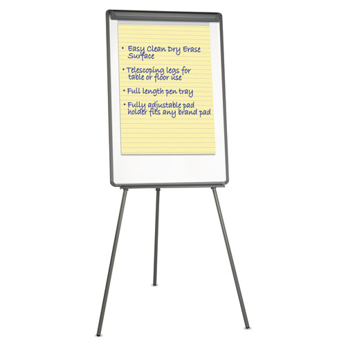 Tripod-Style Dry Erase Easel, Easel : 44" To 78", Board: 29" X 41", White/black