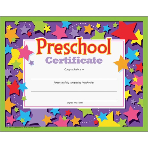 CERTIFICATE,PRESCHOOL,30PK