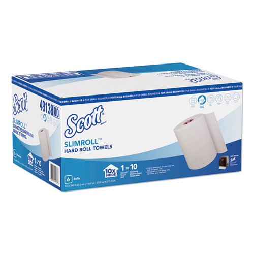 CONTROL SLIMROLL TOWELS, 8" X 580 FT, WHITE/PINK CORE,SMALL BUSINESS, 6 ROLLS/CT