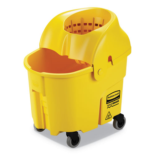 WAVEBRAKE 2.0 BUCKET/WRINGER COMBOS, DOWN-PRESS, 35 QT, PLASTIC, YELLOW