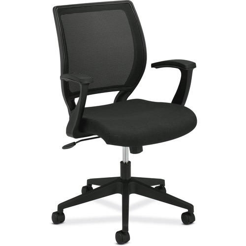 HVL521 MESH MID-BACK TASK CHAIR, SUPPORTS UP TO 250 LBS., BLACK SEAT/BLACK BACK, BLACK BASE