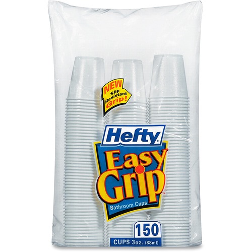 Easy Grip Disposable Plastic Bathroom Cups, 3oz, White, 150/pack