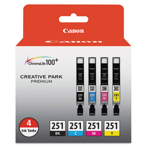 Canon 6513B004 (CLI-251) Black/Cyan/Magenta/Yellow OEM Ink Combo Pack (Combo Pack)